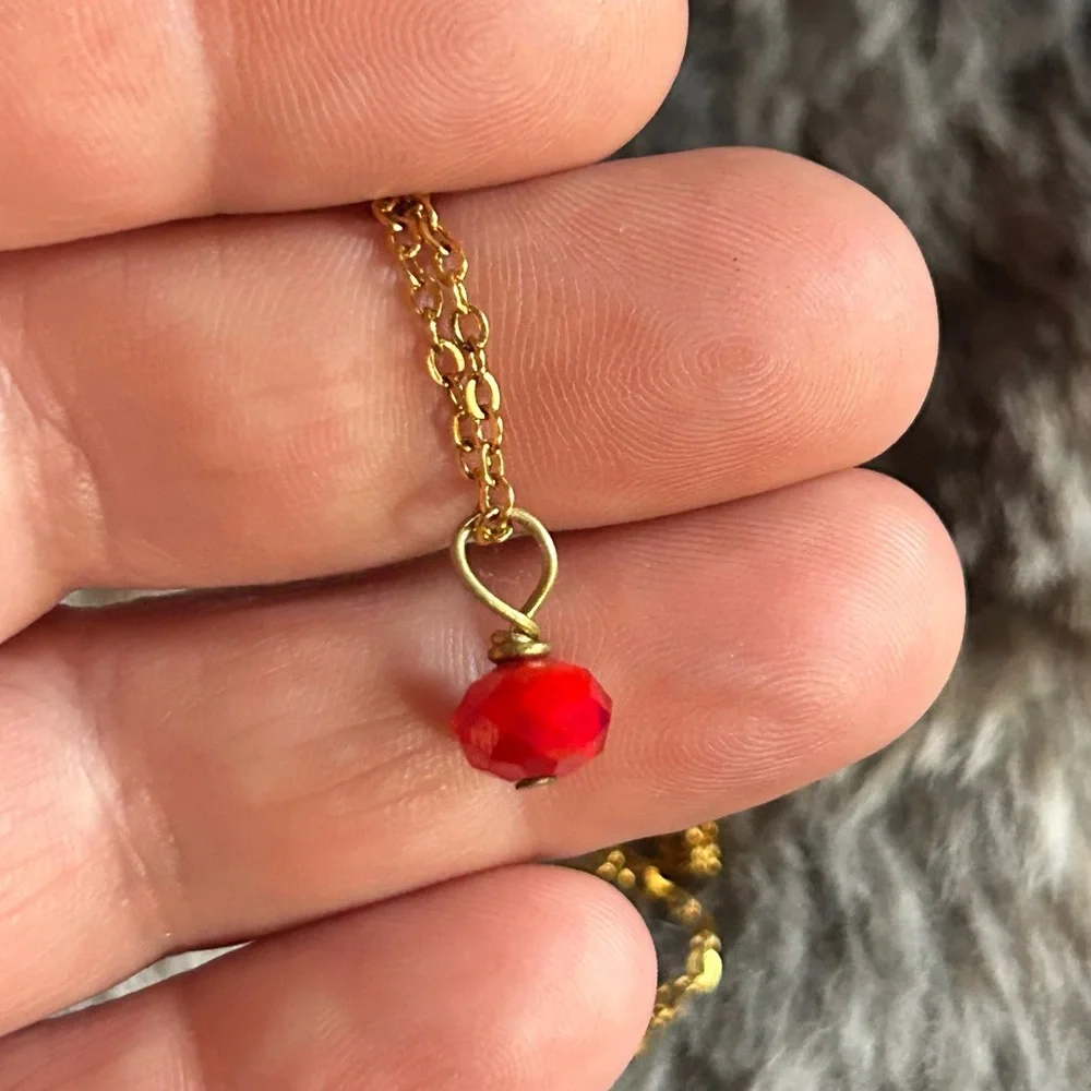 Handcrafted faceted genuine ruby pendant on chain necklace